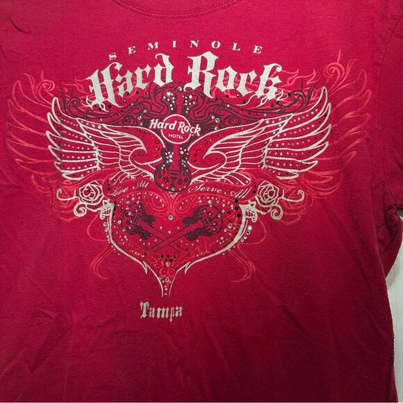 Hard Rock Cafe Red Rhinestone Fitted Short Sleeve Tee - Picture 4 of 7